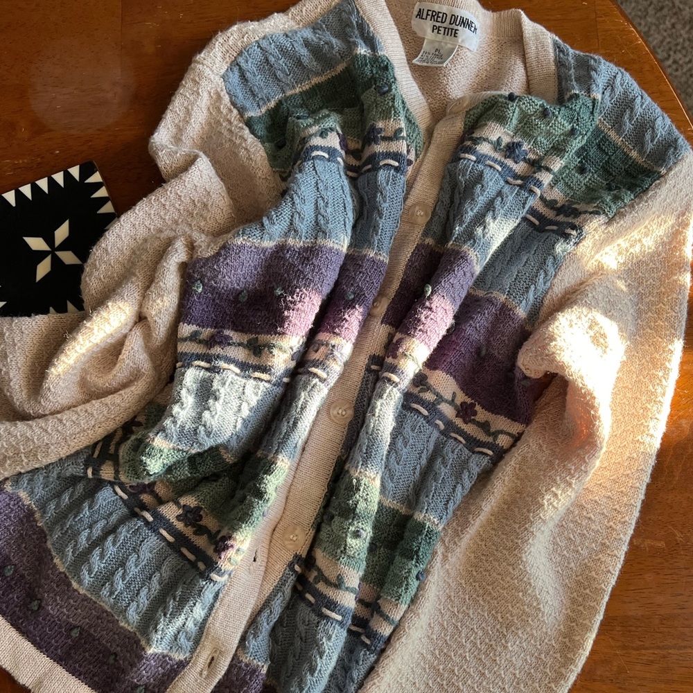 90s Alfred Dunner summer cardigan patchwork knit